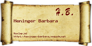 Heninger Barbara névjegykártya